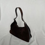 Gucci shoulder bag in dark brown suede. The leather has patina but overall the bag is in a good vintage condition.