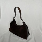 Gucci shoulder bag in dark brown suede. The leather has patina but overall the bag is in a good vintage condition.