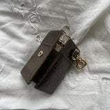 Gucci key wallet in brown leather with iconic monogram and a cute silver charm.